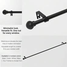 1pc, 5/8 Inch Metal Curtain Rod/Roman Rod/Shower Curtain Rod. Spiral Connector Extends From 45 Inches To 147 Inches, Wall Mounted, Sturdy And Durable. Lantern Decor Curtain Rod Bracket Set, Available In White, Black, Gold, Silver. Modern Classic Style - Multicolor - View 5
