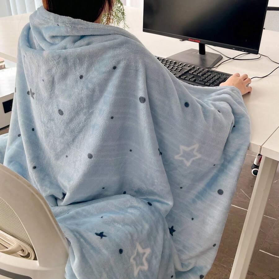 1pc Printed Flannel Fleece Blanket, High GSM Colorful Warm Soft Sofa Throw - Multicolor - View 1