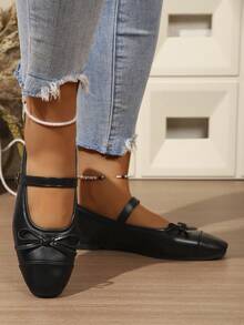 Women's Vintage Mary Jane Flats With Double Strap, Suitable For All Seasons - Black - View 4