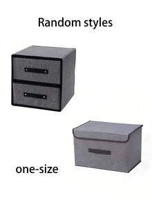 CHIGO 1/2pcs Non-Woven Fabric Foldable Storage Box, Modern Minimalist Design Rectangular Wardrobe Storage Basket With Lid, Closet Organizer, Mother's Day Gift (Random Color And Style, Please Confirm Before Purchase) - Light Grey - View 11