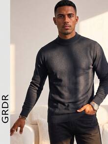 GRDR Autumn/Winter New High Neck Soft Pullover Sweater, Casual Knit Top Warm Base Layer - Dark Grey - View 4