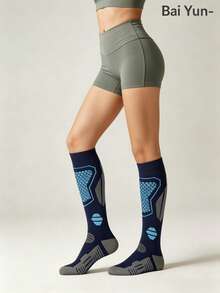 1/2/4 Pairs Knee High Tube Socks Men Women, Unisex Compression Elastic Support Socks, Fall Clothes, Fall Style, For Cycling Running Fitness - Multicolor - View 4