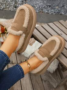 2026 New Women's Plush Slippers Winter Warm Soft Sole Fine Fur Cross Strap Indoor - Camel - View 4