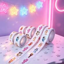 500pcs Bluey Roll/Envelope/Round/Sealing Stickers, Bingo Heeler Family Printed Pattern, Cartoon Character Waterproof Stickers, DIY Scrapbook, Planner, Bag Decoration, Gift Wrapping, Party Decoration/Favors, Bluey Fans, Creative Stickers, Anime Lovers Holiday Gift - Multicolor - View 3