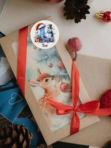 1/60/120/180/240pcs Customizable Round Christmas Stickers, Personalized Christmas Elements, Suitable For Gift Box Packaging, Wall Decoration, Envelope Sealing, Tabletop Arrangement, Perfect For Friends, Partners, Family, Colleagues, Holiday Enthusiasts, Suitable For Christmas Dinner, Holiday Tea Party, Christmas Themed Gathering, - Multicolor - View 6