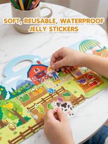 Bộ 6 cuốn sách dán sticker jelly tái sử dụng cho trẻ em - Đồ chơi giáo dục sớm di động có tay cầm, mềm chống nước, có thể dán lại, sách hoạt động cảnh chơi dán sticker cho trẻ tập chơi, quà tặng học tập, sách giáo dục, quà tặng sinh nhật/Giáng sinh/Năm mới hoàn hảo - Nhiều màu - Xem 4