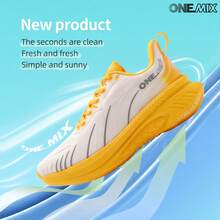 ONEMIX 2026 新款男士時尚運動休閒跑步鞋,舒適吸震輕量透氣網布慢跑鞋,馬拉松訓練健身鞋,戶外徒步防滑男鞋,日常走路休閒男士運動鞋,氧氣空間氣泡中底科技吸震輕量彈性運動鞋,中性款 - 寶石橙 - 查看 11