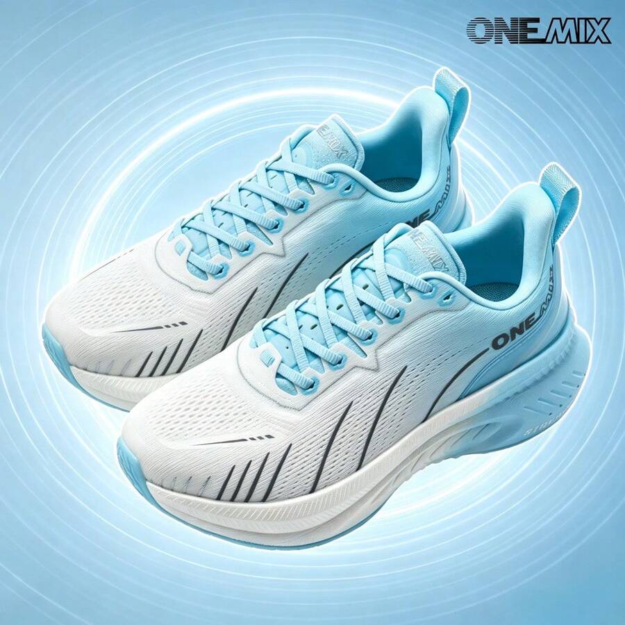 ONEMIX 2026 新款男士時尚運動休閒跑鞋，舒適吸震輕量透氣網布慢跑鞋，馬拉松訓練健身運動鞋，戶外登山防滑男鞋，日常走路休閒男士運動鞋，氧氣空間氣泡中底技術吸震輕量彈性運動鞋，中性款