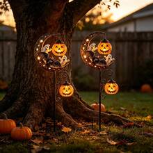 2D Acrylic Halloween Garden Stakes Decor, Bat, Ghost, Pumpkin, Moon Shapes, Outdoor Yard Lawn Ground Stakes Decoration, Vintage Crescent Moon Ornament, Spooky Entrance Sculpture, Halloween Party Yard Decoration, Halloween Patio Decoration, For Decorative Use Only, No Lights - A - View 4