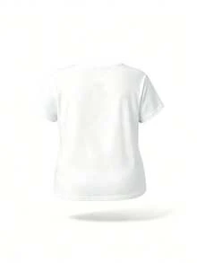 Women's Casual Short Sleeve Small V-Neck Plus Size T-Shirt, Breathable Lightweight Everyday Top, Suitable For Outdoor Activities - White - View 9
