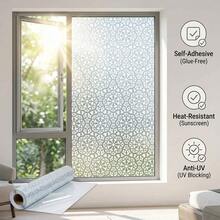 1Roll Frosted Window Film Privacy Film For Glass Windows ,Static Cling Decorative Snowflake Pattern, Blocks UV Removable Frosting Opaque Film For Bathroom Office Bedroom - Snowflake - View 1