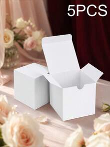 1/5/10/30pcs | 4*4*4 Inch Gift Boxes, Small Gift Boxes; Black / White / Natural Kraft Paper Boxes With Lids, Suitable For Party Favors, Decor Storage, Bridesmaid Invitation Gift Boxes, Aromatherapy Candle Packaging Boxes; Fits Halloween Decor, Birthday Setup, Wedding, Party Decoration, Autumn Theme Gift Packaging And More - White - View 13