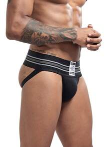 JOCKMAIL Men One-Piece Knitted Jockstrap With Hip-Up Function For Sports Fitness, Sexy Underwear - Black - View 4