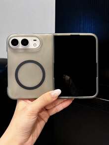 Front Frame Design Built-In Magnetic Ring Frosted Backplate Compatible With IPhone Duo Fold Wide Folding Screen Phone CaseWide Folding Screen Phone Cover - Black - View 2