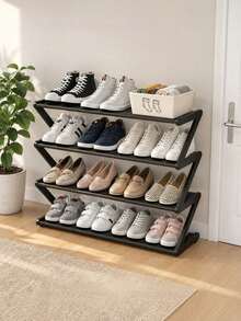 1pc 4-Tier Shoe Rack, Space-Saving Freestanding Shoe Rack With Open Storage Shelves, Multi-Layer Vertical Shoe Rack, Suitable For Entryway, Closet, Bedroom, Dorm And Small Apartment, Neat Home Storage Rack, Daily Shoe Storage Solution, Essential Home Supplies For All Seasons, Perfect For Back To School, Housewarming And Holiday Home Organization, Better Effect With Shoe Storage Bags - Multicolor - View 7