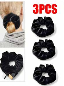 Velvet Hair Scrunchie With Hidden Pocket, Multi-Functional Hair Accessory Storage Bag, Travel Essential, Portable - Multicolor - View 22