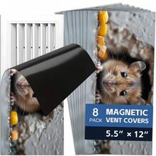 Fun Cartoon Animal Magnetic Ventilation Cover, 12 * 5.5 Inches And 15.5 * 8 Inches, Used As A Flexible PVC Sleeve Cover For Metal Floor, Wall, Ceiling Vents, Ventilation, And Odor Blockers To Prevent Foreign Objects From Falling Off - B - View 28
