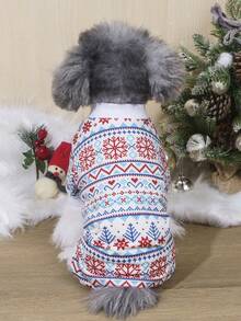 LUCKIE LABO 1pc Snowflake Fun Print Dog Four-Legged Pajamas Suitable For Chihuahua Small Dogs Physical Flea Prevention Base Pet Dog Clothes Fashion Four-Legged Pajamas Applicable For Cats And Dogs Indoor And Outdoor - Multicolor - View 4