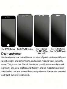 2 buah Pelindung Layar Matte Anti-Intip, Kompatibel dengan iPhone Duo/18ProMax/18Pro, Bahan Non-Kaca, Film Keramik Anti-Intip dan Anti-Silau, Anti-Sidik Jari, Kompatibel dengan Casing Ponsel, Kompatibel dengan 17 Pro Max/17 Air/16 Pro Max/16 Pro/16 Plus/16/15 Pro Max/14 Pro Max/13 Mini/12/11/XS Max/XR/8+/7 Plus - Hitam - View 7