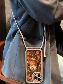 New Maple Leaf Painted Grooved Crossbody Nail Phone Case, High-End Color Block Brown, Thickened Anti-Drop Protective Case, Suitable For IPhone 18, 18 Pro Max, 17, 17 Pro Max, 16/IP16 Pro/IP16 Pro Max/ 16 Plus/14 Pro Max, Dual Nail Hole Protective Case, Detachable Nail Strap Phone Case Compatible With Iphone 15 Pro Max/13 Pro Max/14/7 Plus/12 Pro Max, Soft Silicone Beige 11 Backpack Style Adjustable Nail Strap Phone Case Outer Shell Protective Cover - Multicolor - View 4
