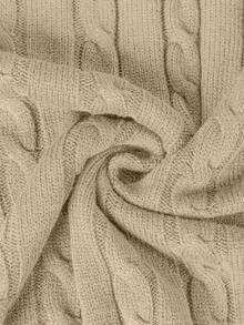 Men's Chunky Knit Sweater, Vintage Casual Style, Warm Long Sleeve Pullover - Apricot - View 6