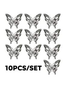 10Pcs Hollow Silver Butterfly Car Interior Decor Stickers, Delicate Butterfly Pattern Auto Decals, Decorative Ornaments For Car Door, Rearview Mirror & Dashboard, Stylish Vehicle Interior Modification Decoration, Eye-Catching Car Interior Accessory - Car Decoration Sticker - View 9