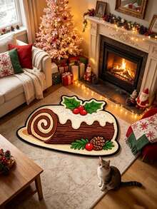 1 pc Keset Lantai Motif Kue Gulung Swiss, Hadiah Natal, Keset Pintu, Karpet Kecil, Keset Selamat Datang, Karpet, Keset Lantai, Keset Pintu Luar, Karpet Dapur, Dekorasi Rumah, Keset Pintu Depan, Karpet Area, Keset Luar Ruangan - MultiWarna - View 3