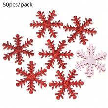 50pcs/Pack Non-Woven Fabric Colorful Gold Glitter Christmas Six-Petal Snowflake Decoration Material 2.5cm Holiday Party Decor Gift Handmade DIY Clothing Box Packaging Accessories Hair Ornament Headpiece Jewelry Accessory Material - Six-petal Snowflake - View 11