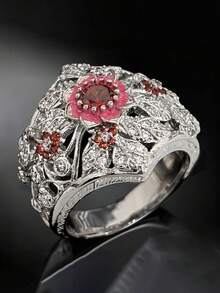 1pc Charming Cubic Zirconia Ring Women Wedding Engagement Party Jewelry Valentine's Day Gift - 1# - View 2
