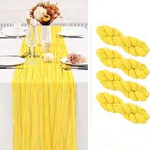 1/4/6Pcs Bright Yellow Cheese Cloth Table Runner, Suitable For Weddings, Birthday Parties, Baby Showers, Home Decor And Other Occasions. Applicable For Home, Kitchen, Dining, Tableware And Beverage Utensils As Table Centerpiece Or Decorative Item. - Multicolor - View 19