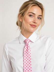 Y2K Sweet Pink Polka Dot Necktie Smooth Fabric Preppy Style JK Uniform Decorative Tie For Women Dress Outfit Accessory - Multicolor - View 3