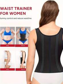 Women'S Waist Trainer Body Shaper Plus Size Tummy Control Cincher Adjustable Straps Body Shaping Waist Cincher Corset - Black - View 4