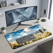 Sunflower Blue Sky White Clouds Pattern Gaming Mouse Pad, Non-Slip Rubber Desktop Mat, Smooth Sliding Surface, Suitable For Computer Laptop Office Home, Bright Abstract Art Decor, Back To School Supplies - A - View 7