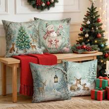 4pcs/1pc Icy Forest Animal Christmas Pattern Pillowcase Without Insert, Single Sided Printed Pillowcase, Suitable For Living Room Bedroom Home Decor, All Season Pillowcase - Multicolor - View 7