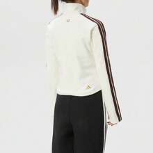 Jaket Kasual Wanita adidas Berlapisan Bulu untuk Latihan Olahraga, Warna Putih Gading - putih pucat/cokelat - View 4