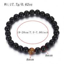 2Pcs 8mm Black Obsidian Tiger Eye Beaded Necklace Bracelet Set For Men Women, Unisex Natural Stone Bead Jewelry Set - Multicolor - View 4