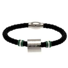 Celtic FC Leather Ring Bracelet - Black/Steel - View 1