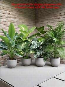 4pcs Set - Large Artificial Palm Tree, With 48 Big Leaves; Christmas Decor, Modern Wedding Garden Decor; Maintenance-Free Evergreen Prosperity Tree Artificial Plant, Suitable For All Seasons; Potted Christmas Tree Suitable For Thanksgiving, Halloween And Other Holidays., Housewarming Gift - Multicolor - View 2