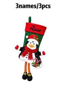 Custom Name Long Leg Christmas Stocking, Festive Fireplace Mantel Gift Sock, Personalized Xmas Tree Hanging Decor, Cute Holiday Decoration, Customized Seasonal Keepsake, Customizable Christmas Gift For Home, Home Christmas Decorations - Multicolor - View 15