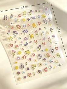 1 Set Nail Art Stickers, Simulated Fabric Embroidery Floral Design, Wildflower Pattern, Self-Adhesive, For Nail Decoration, Nail Art Accessories - Vintage Floral Embroidered Sticker - View 6