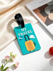 3PCS/1PC Cute 3D Letter Airplane Luggage Tag, Earth Pattern PVC Soft Rubber Luggage Tag, Back Can Be Marked With Name To Prevent Loss, Lightweight And Durable, Practical Travel Luggage Tag For Men And Women, Party Birthday Gift - Multicolor - View 12