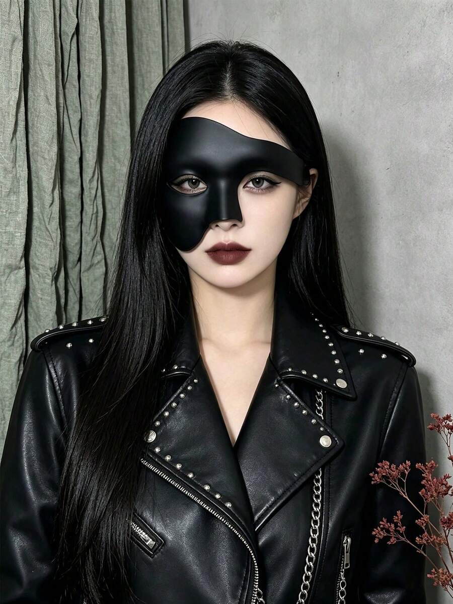 1pc Unisex Gothic Style Half Face Mask, Masquerade Party Costume Prop, Venetian Style Halloween Mask, Groom Groomsman Wedding Facial Decoration, Suitable For Daily Parties And Festivals Wear - A - View 1