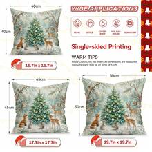 4pcs/1pc Icy Forest Animal Christmas Pattern Pillowcase Without Insert, Single Sided Printed Pillowcase, Suitable For Living Room Bedroom Home Decor, All Season Pillowcase - Multicolor - View 3