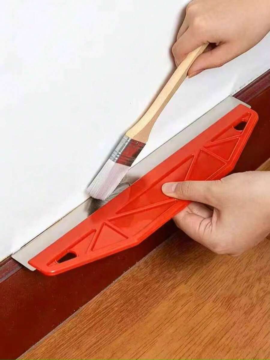 1pc 12 Inch Metal & Plastic Paint Guard With Ergonomic Handle And Edge Protection Design - Heavy Duty Wall Finishing Tool For Precise Trimming, Wallpaper Cutting And Wall Decoration. Durable Yellow Edge Guard, Designed For Home And Commercial Use, Sturdy Construction