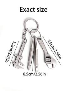 5pcs Simulation Screwdriver Keychain,Mini Wrench Keychain,Portable Multi Tool,Slotted Screwdriver,Key Ring Hook,Car Keychain, Bag Charm, Men's Gift - Multicolor - View 8