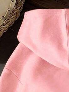 Sweatshirt Berkerudung Hangat Motif Huruf untuk Bayi Perempuan - Berwarna merah muda - View 5