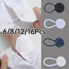 6/8/12/16Pcs Expandable Waist Buttons, No-Nail Seamless Detachable Cuff & Collar Shirt Extender Buttons, Elastic Adjustable Stretch Buttons, Unisex - Multicolor - View 13