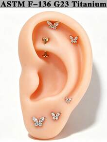 1 buah Anting Bibir Gaya Peri dari Paduan Titanium Bentuk Kupu-kupu Zirkonia dengan Ulir Dalam, Ukuran Kecil/Sedang/Besar, Bentuk Bunga, Anting Bibir, Anting Tulang Rawan Datar, Perhiasan Telinga untuk Wanita - Gambar 3 - View 7