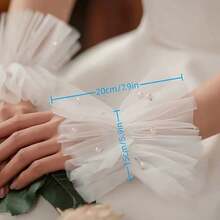 French Style Bridal Sleeve, White Tulle Pearl Wrist Decor For Photography - Multicolor - View 7