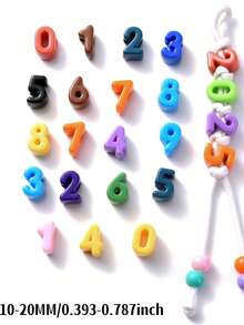 50pcs Acrylic Digit Mixed Color DIY Beads Jewelry Making Bracelet Necklace Handcrafts Accessories - Multicolor - View 2